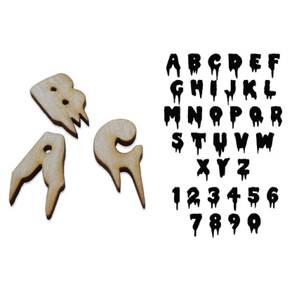 Creepy font letter wood blank, Any letter & size