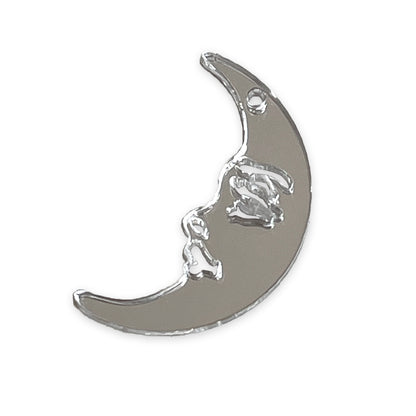 Crescent moon face laser cut charm