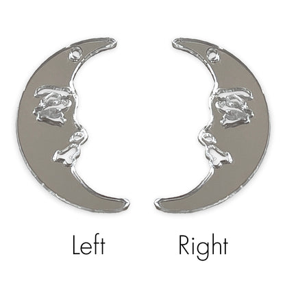 Crescent moon face laser cut charm