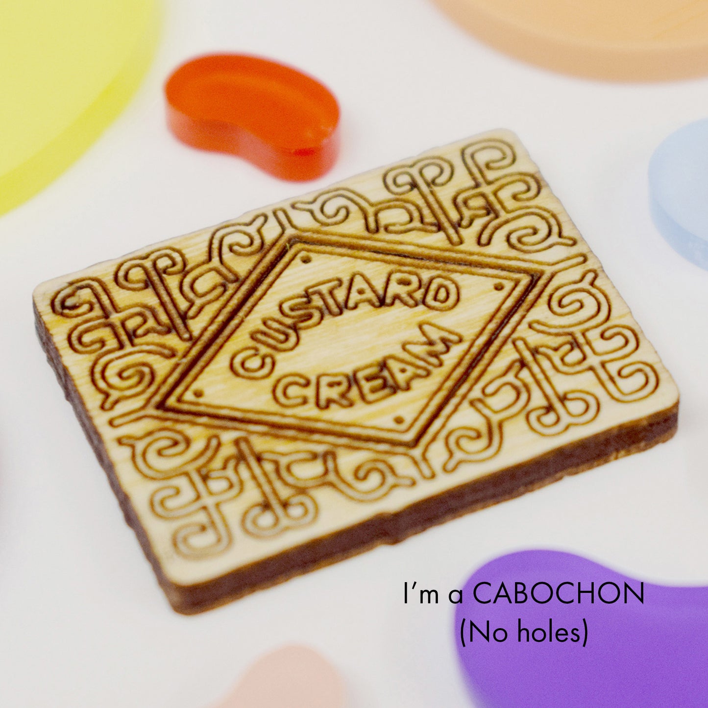 Cabochon Custard cream biscuit laser cut