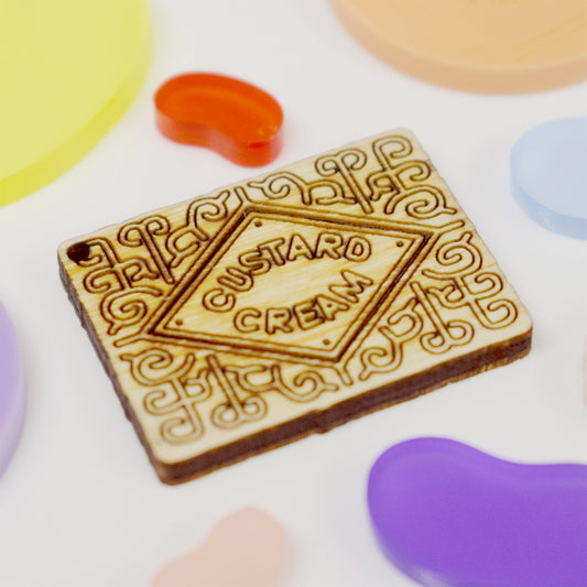 Custard cream biscuit laser cut charm