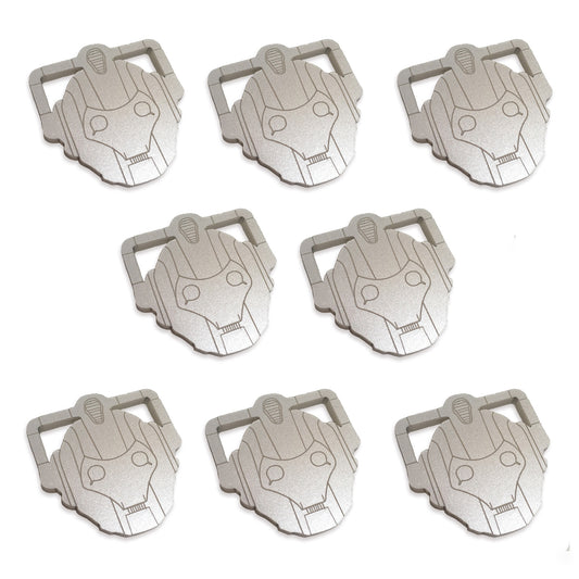 8 Cyberman cabochons, laser cut