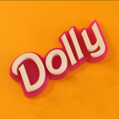 Dolly (Barbie style) custom word brooch, kit or Assembled