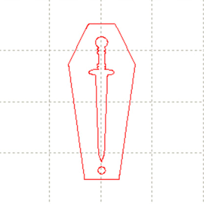 *EV*C* Coffin sword charm, 30mm tall