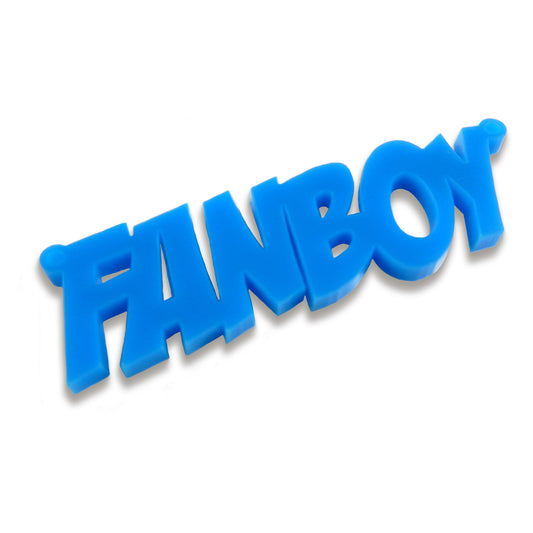 Fanboy laser cut word charm