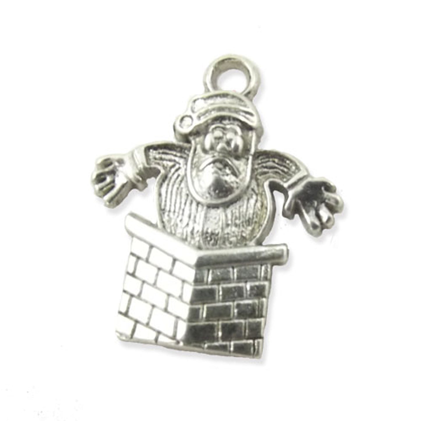 2 x fat santa in chimney silver colour charms