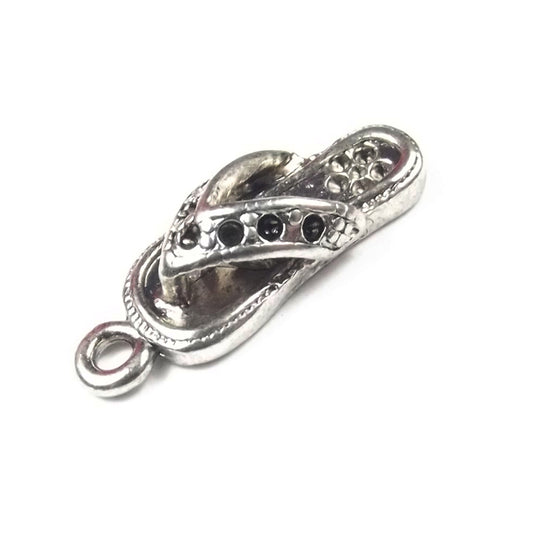 4 Flipflop charms antique silver