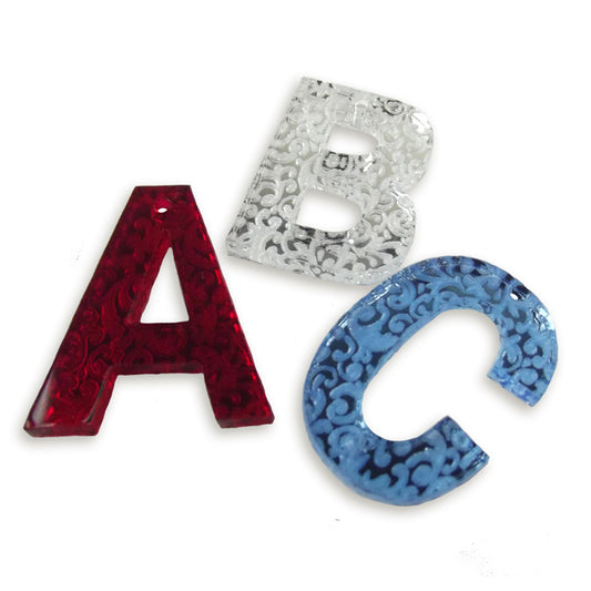 Franklin gothic letter charm with engraved detail