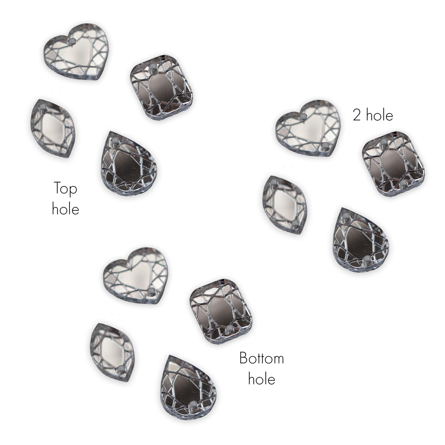 8 Gem stone link shapes, 2cm