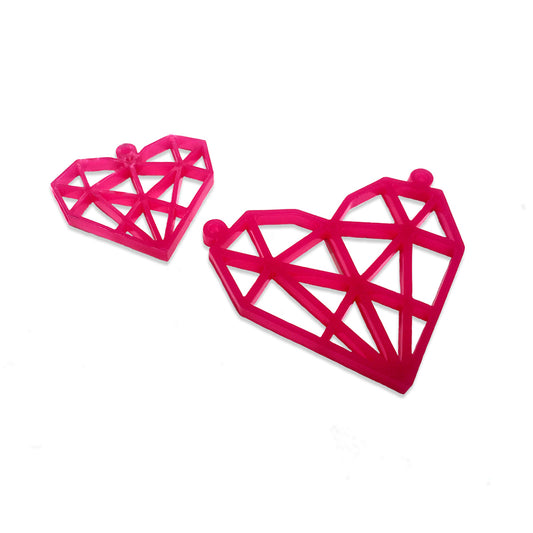 Geometric diamond heart laser cut charm