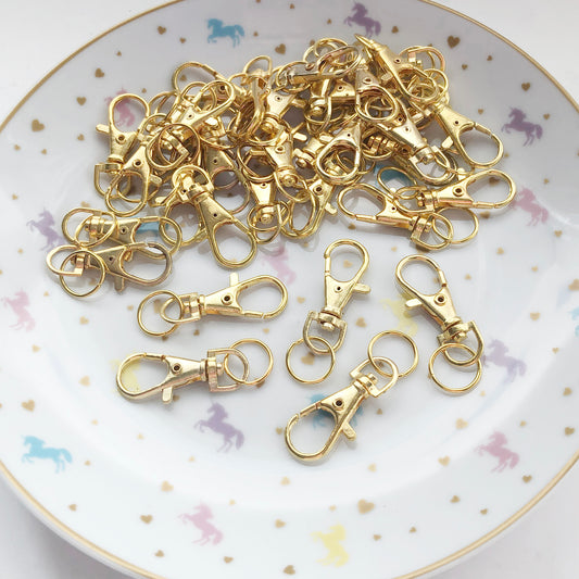 6 x keyring handbag charm clasps, gold colour