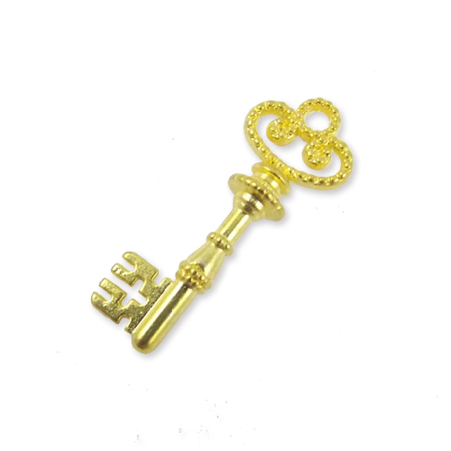 2 x ornate key charms, gold colour