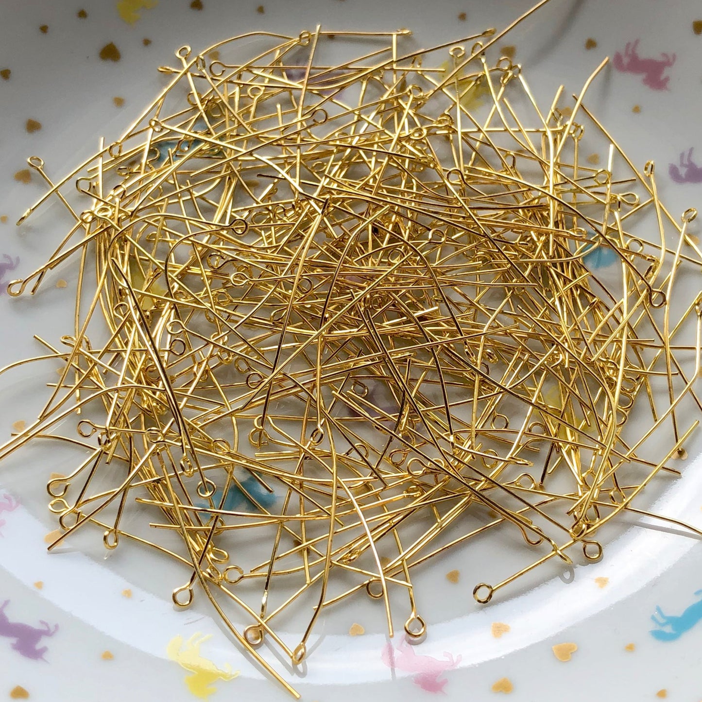 50 Gold plated eye pins