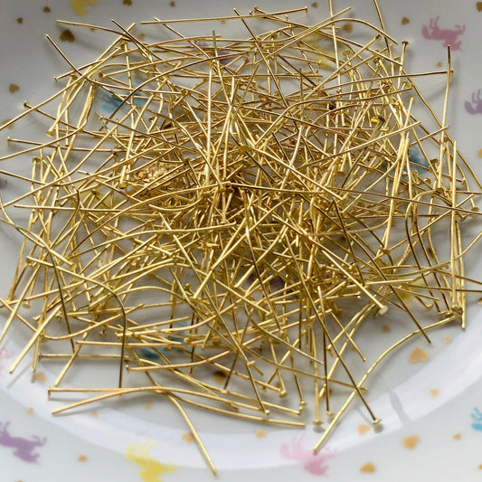 50 gold plated head pins