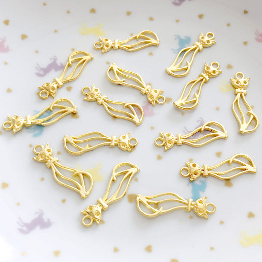 4 tall cat gold colour charms