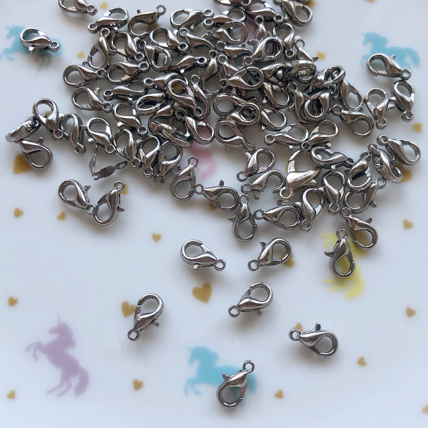 20 Gun metal black lobster clasps, 6 x 10mm