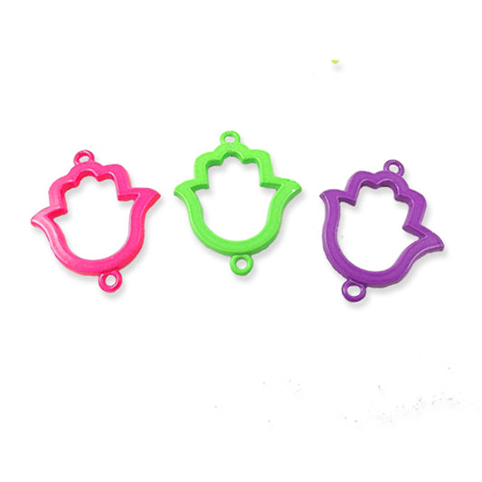 Hamsa hollow hand neon coated metal charm, CHOOSE COLOUR!