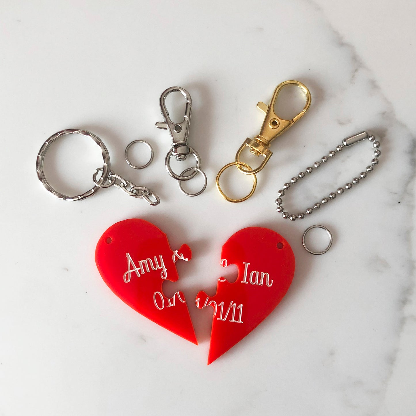 Personalised 'Heart jigsaw' keyring kit