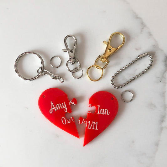 Personalised 'Heart jigsaw' keyring kit