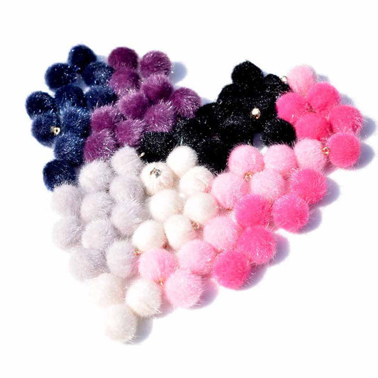 Fluffy pompom charm, gold colour loop, CHOOSE COLOURS!