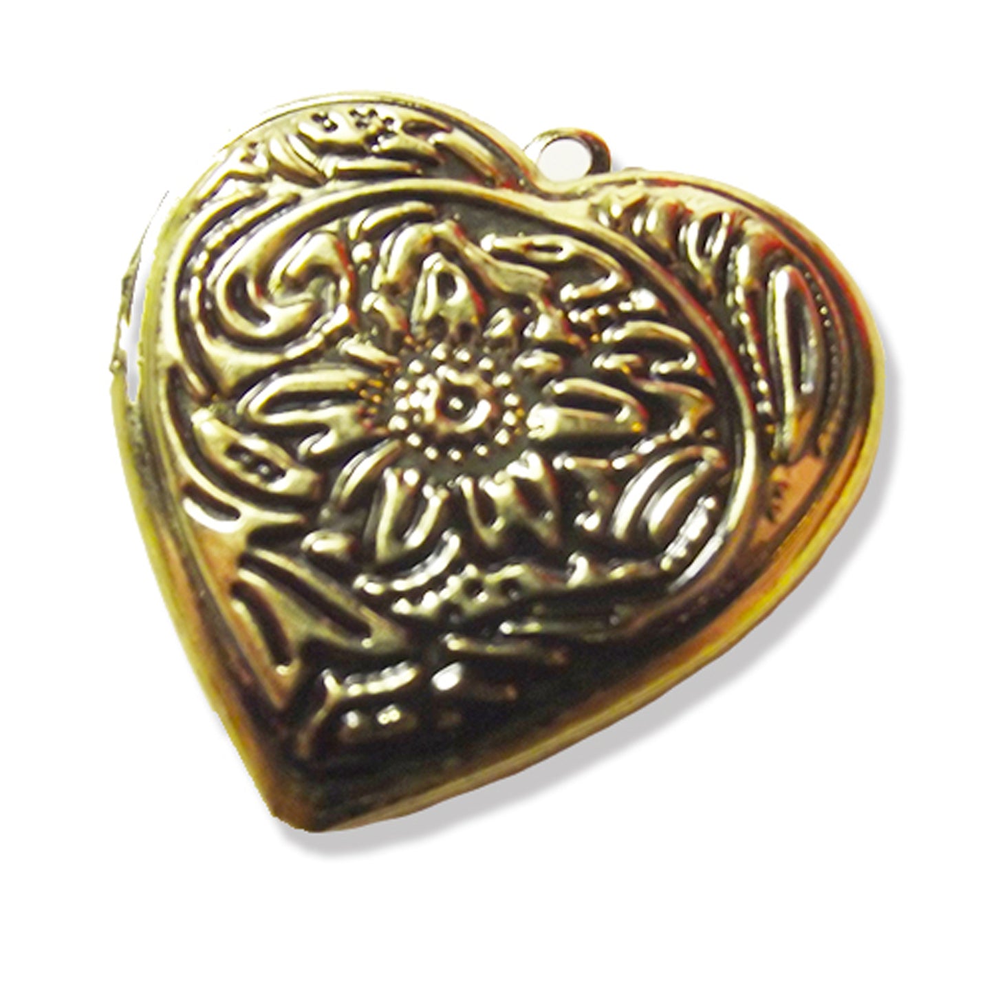 Heart shaped embossed locket, antique gold