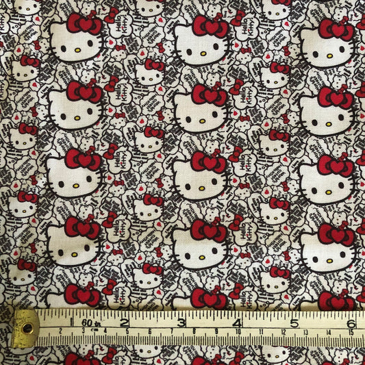 Hello kitty speech bubble 100% cotton fabric