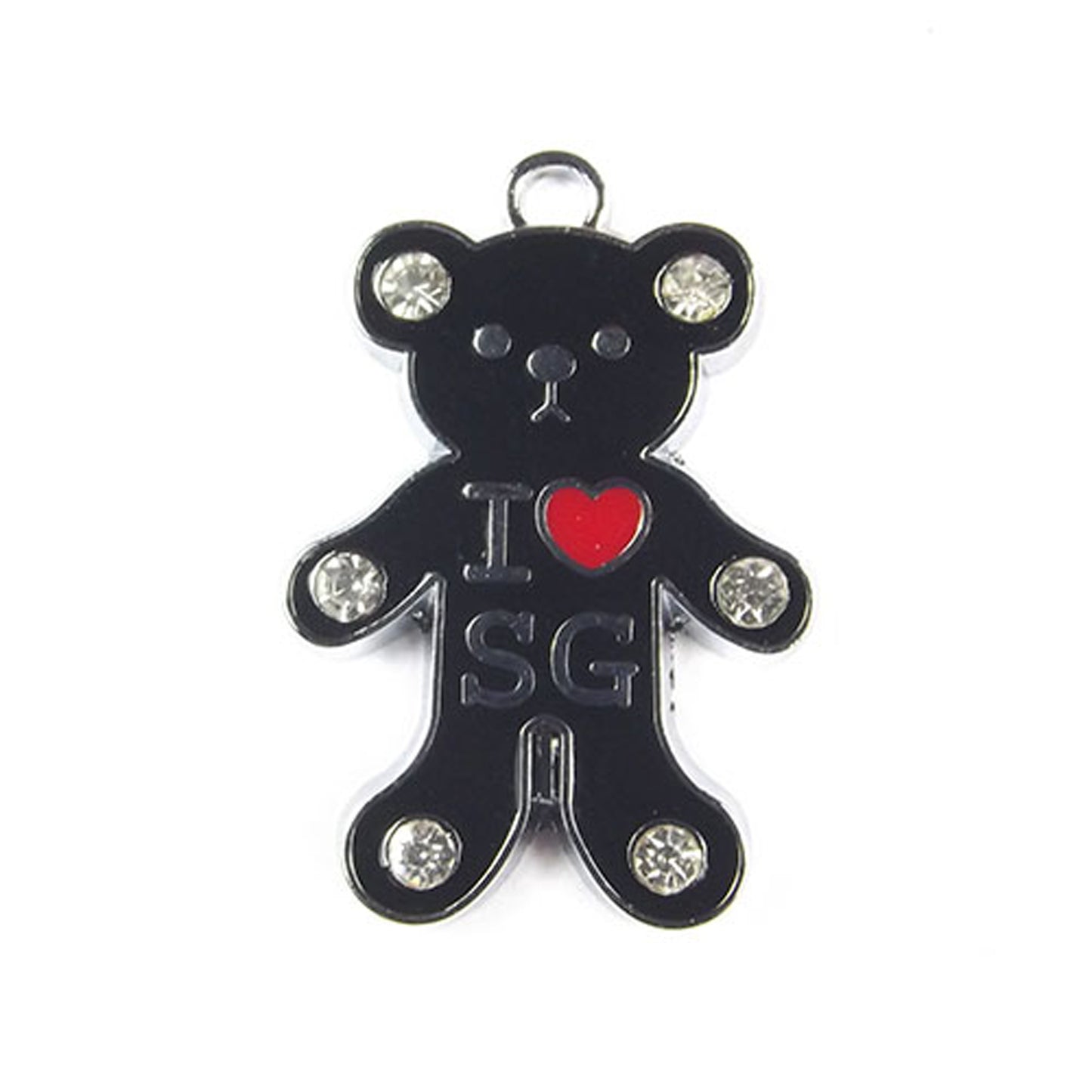 Teddy bear I heart Singapore enamel charm