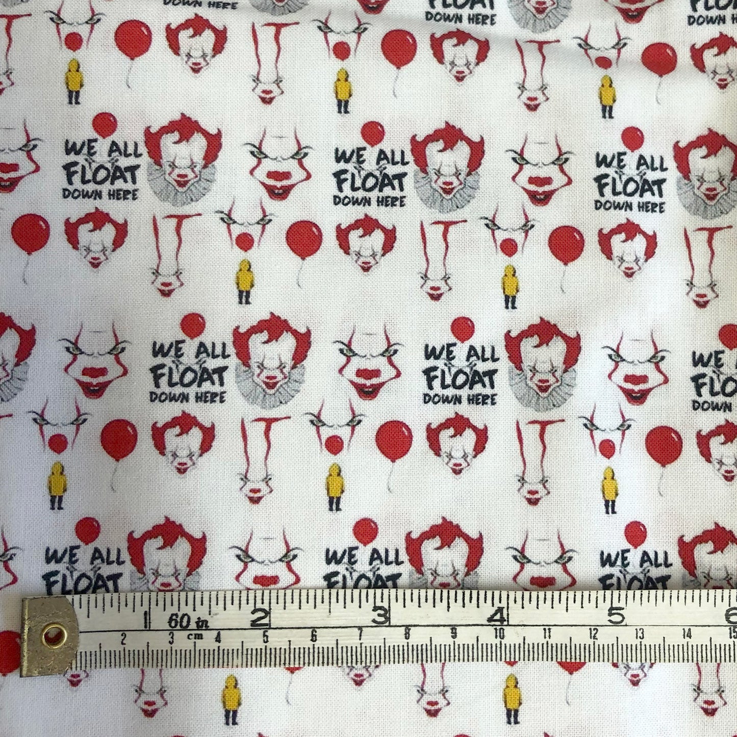 IT, we all float Stephen King 100% cotton fabric