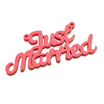 Just Married laser cut word charm