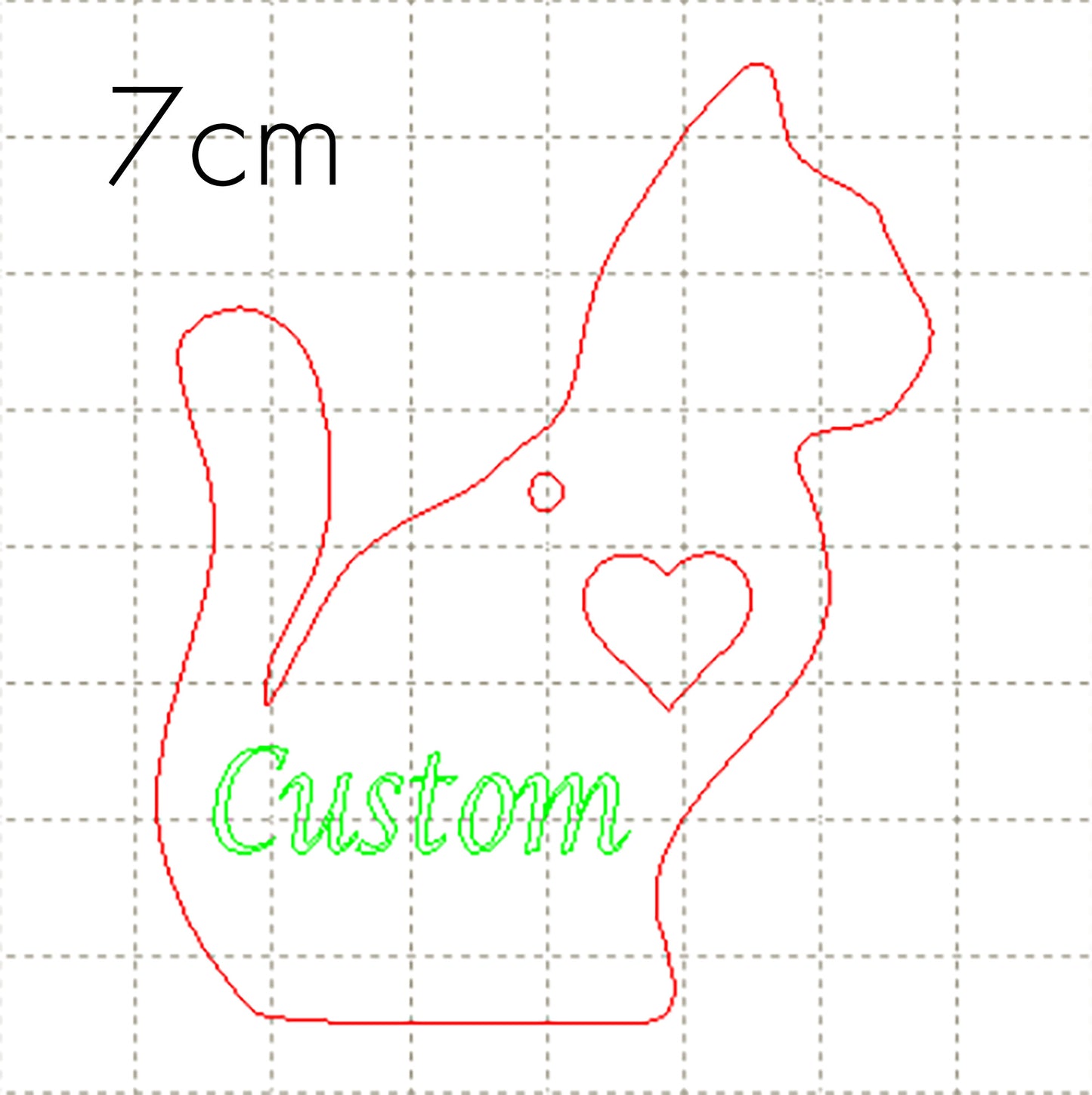 *LT*C* ENGRAVED Cat silhouette, 7cm Charm, with heart