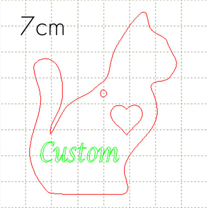 *LT*C* ENGRAVED Cat silhouette, 7cm Charm, with heart