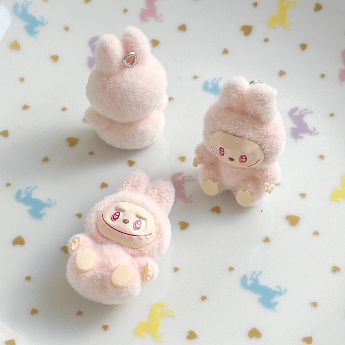 1 x Pink pastel Labubu style Lafufu charm