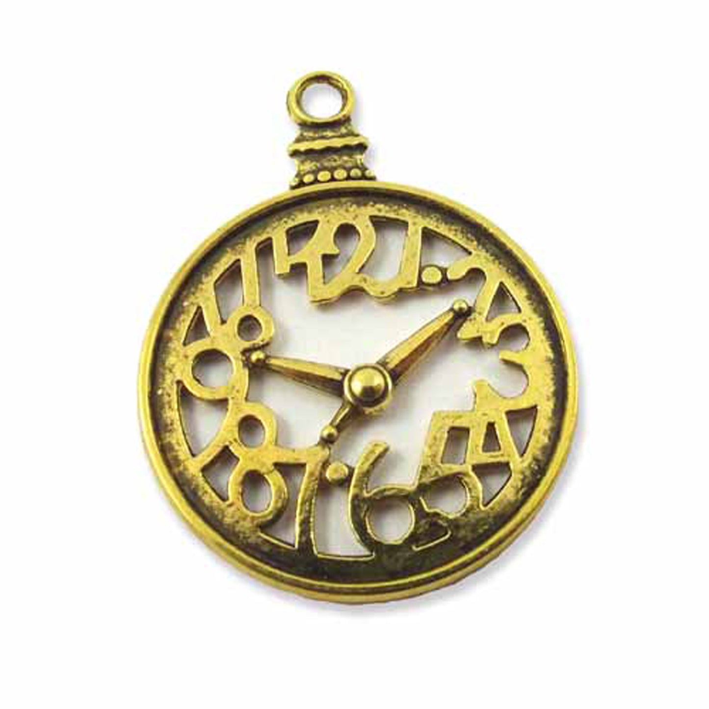 Large clock charm, gold colour