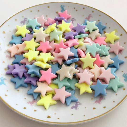 20 Large pastel star beads