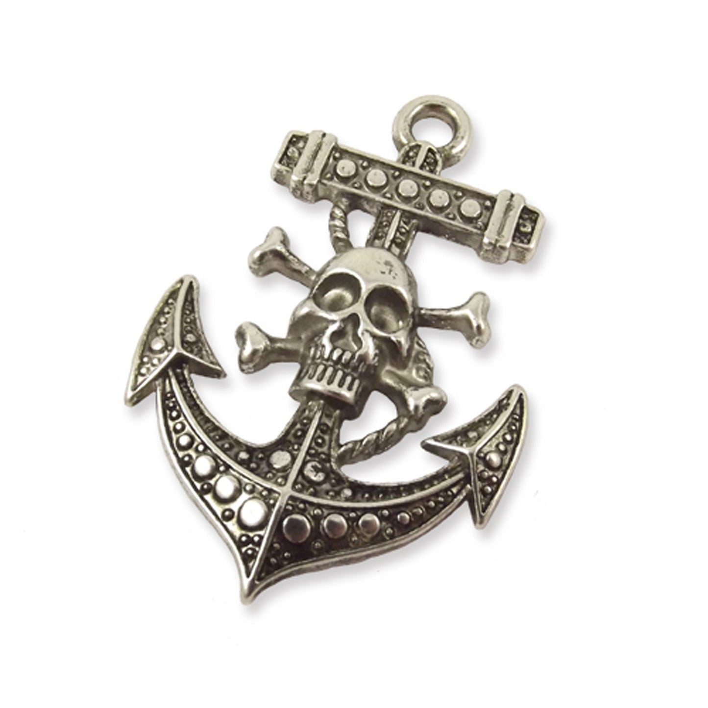 Large Skull anchor charm, silver colour