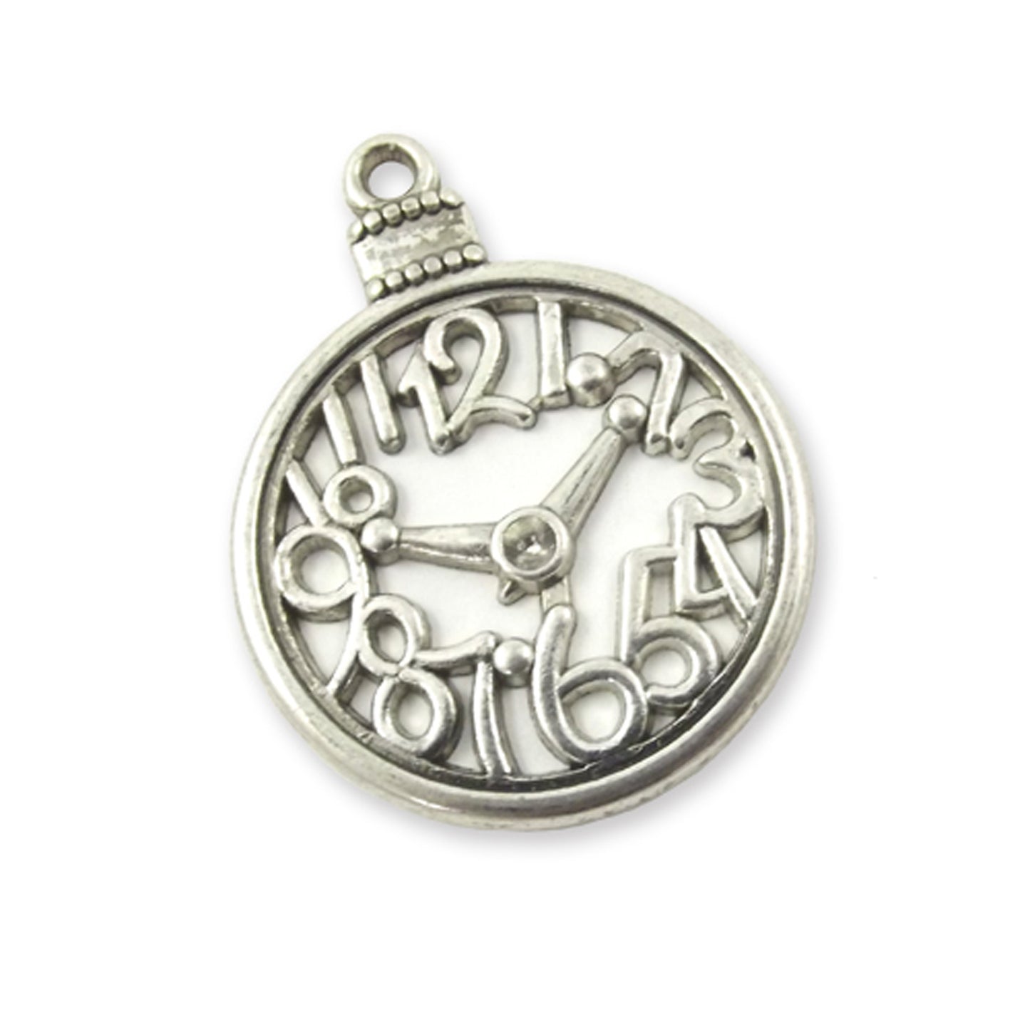 1 x large silver colour clock charm design 1