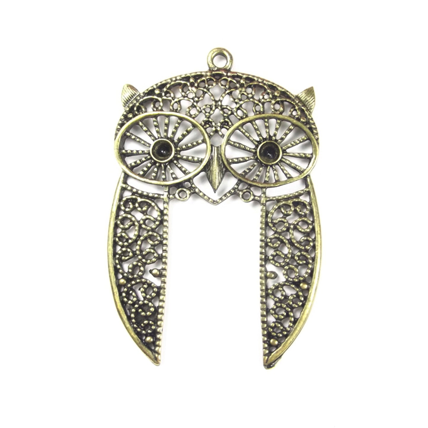 Large owl charm 2, antique bronze