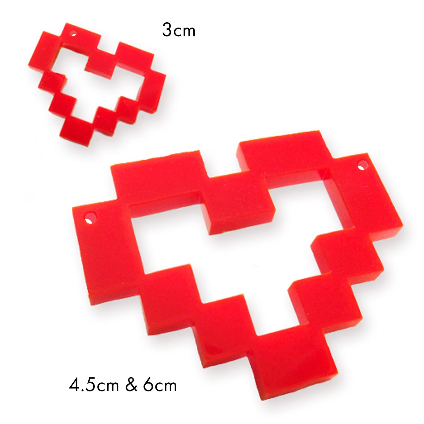 Hollow pixel heart laser cut charm