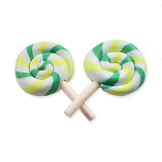 2 Cabochon Lemon lime mint lollipops