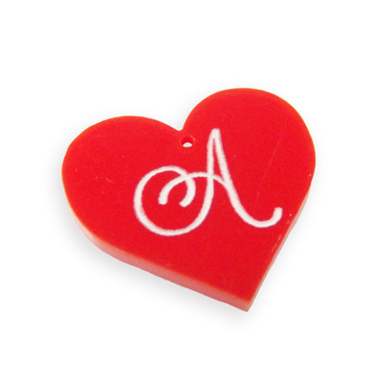 Letter engraved heart laser cut charm