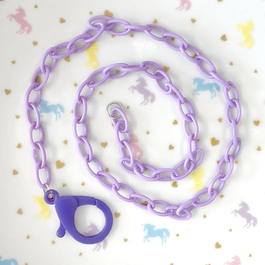 Lilac plastic colour necklace chain with blue/ lilac clasp