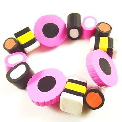 10 polymer clay liquorice allsorts bead mix