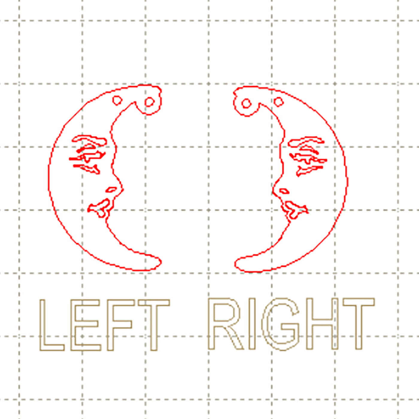 *MP*C* Crescent moon face with loop charm, 3cm