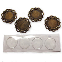 4 Vintage frame setting and cabohons, Design 1