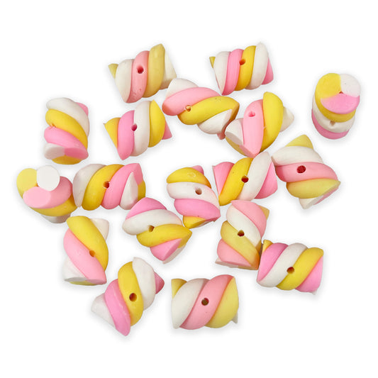 6 handmade marshmallow flump beads
