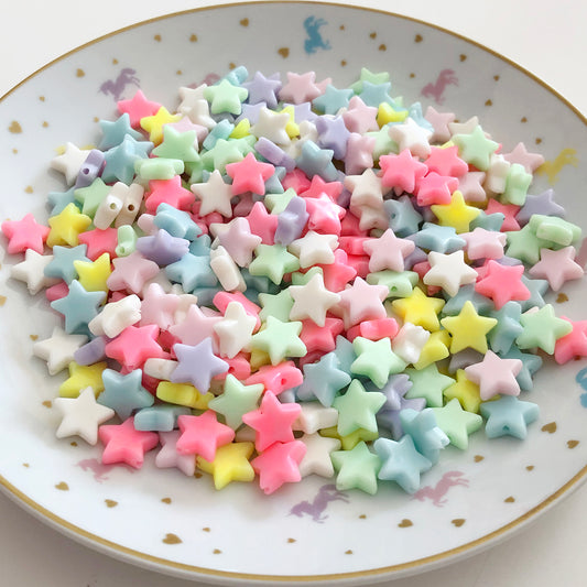 30 Medium pastel star beads