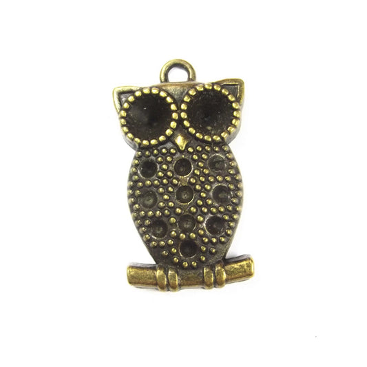 Medium owl charm 4, antique bronze