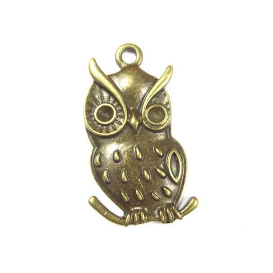 Medium owl charm 2, antique bronze