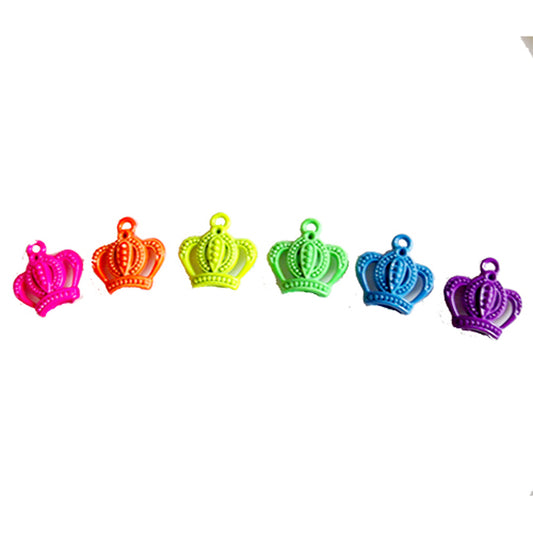 Crown neon coated metal charm, CHOOSE COLOUR!