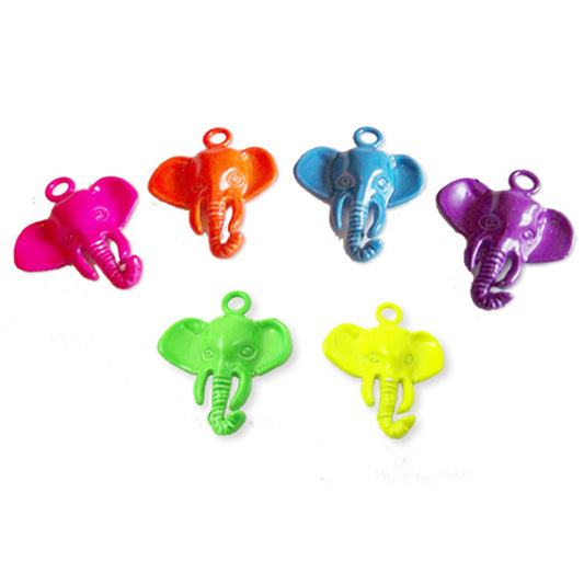 Elephant neon coated metal charm, CHOOSE COLOUR!